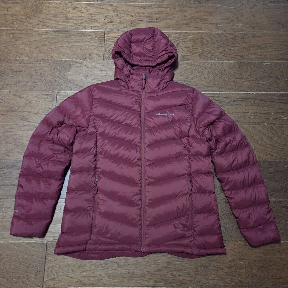 Eddie Bauer EB650 CirrusLite Down Hooded Packable Puffer Coat Jacket XL Burgundy